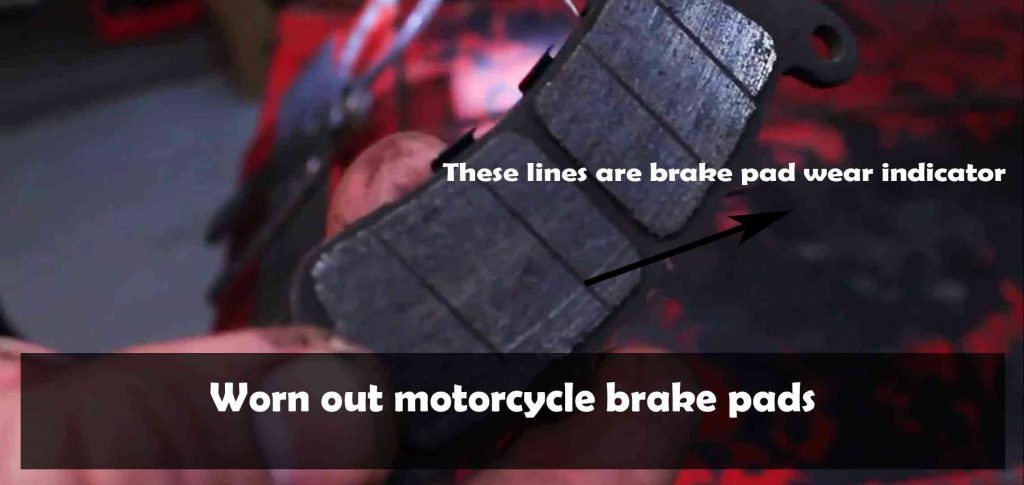Worn out motorcycle brake pad