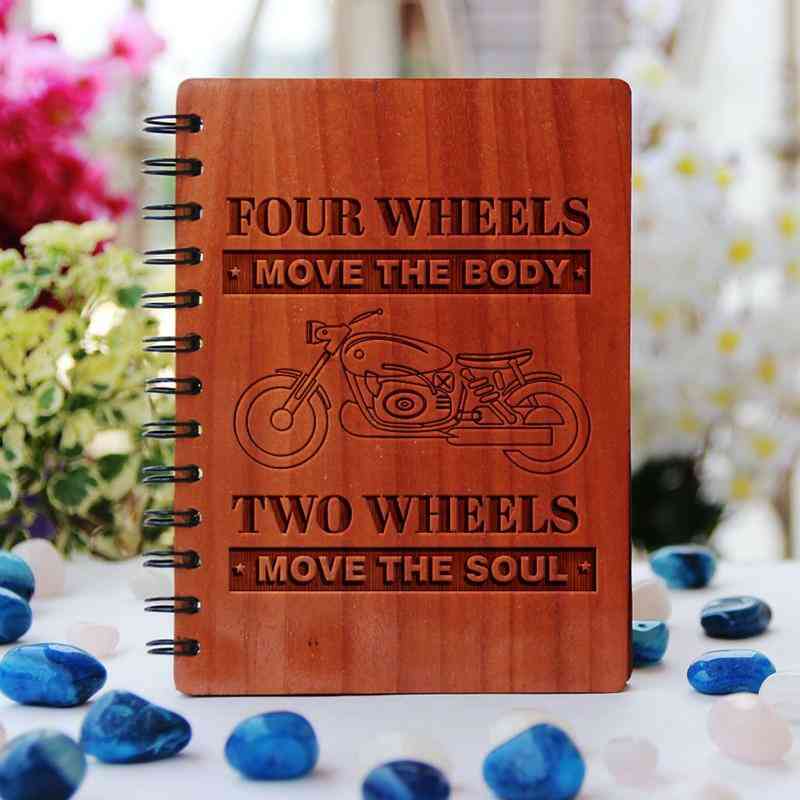 Two wheels move the soul wooden notebook
